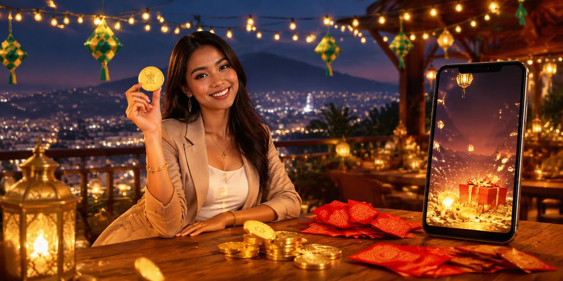 Amplop merah dan bonus di pasar malam mewakili promosi dan reward platform bogem10