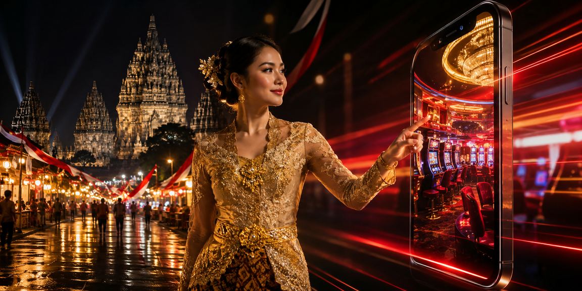 Suasana pasar malam yang cerah dengan lampu berwarna-warni dan pengunjung yang menikmati hiburan