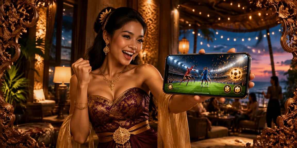 Pemain kasino menikmati sesi live dealer di tepi pantai menggunakan smartphone Android
