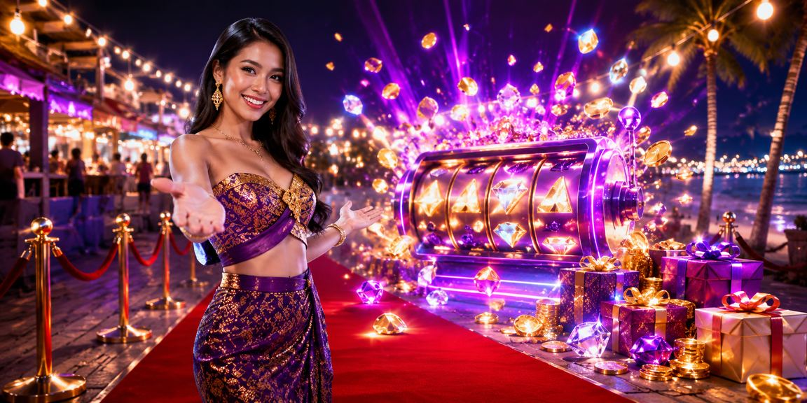 Tampilan game malam dengan atmosfer pasar malam yang semarak dan layar penuh warna